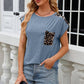 Leopard Round Neck Cap Sleeve T-Shirt