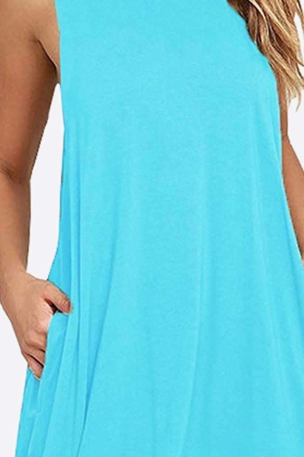 Women's Full Size Round Neck Sleeveless Dress with Pockets