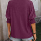 Heathered Notched Lantern Sleeve Blouse