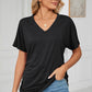 Ruched V-Neck Short Sleeve T-Shirt