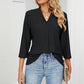 Full Size Eyelet Three-Quarter Sleeve Blouse