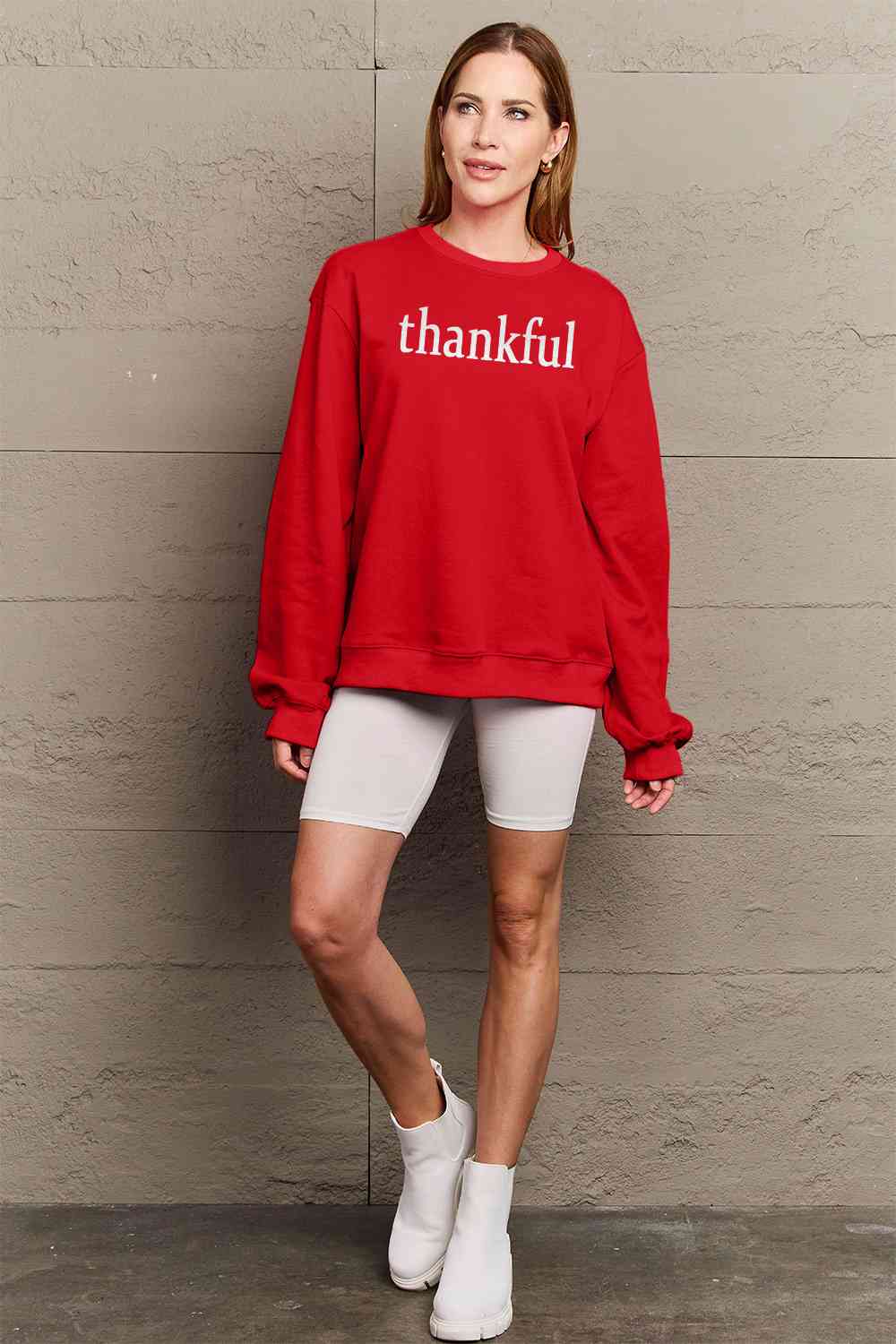 Simply Love Full Size Thanksgiving THANKFUL Graphic Sweatshirt