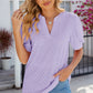 Eyelet Notched Puff Sleeve T-Shirt