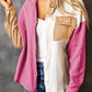 Women's Full Size Color Block Textured Drop Shoulder Shacket