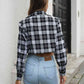 Collared Neck Decorative Pockets Jacket