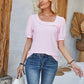 Eyelet Asymmetrical Neck Short Sleeve T-Shirt