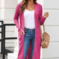 Full Size Open Front Slit Cardigan with Pockets