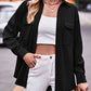 Pocketed Button Up Dropped Shoulder Shacket