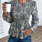 Smocked Printed Balloon Sleeve Blouse