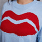 Lip Fringe Round Neck Sweater