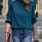 Full Size Mock Neck Ruffle Shoulder Blouse