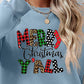 Merry Christmas Ya'll Letter Graphic Round Neck Long Sleeve Sweatshirt