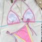 Contrast Trim Halter Neck Bikini Set