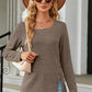 Slit Decorative Button Square Neck T-Shirt