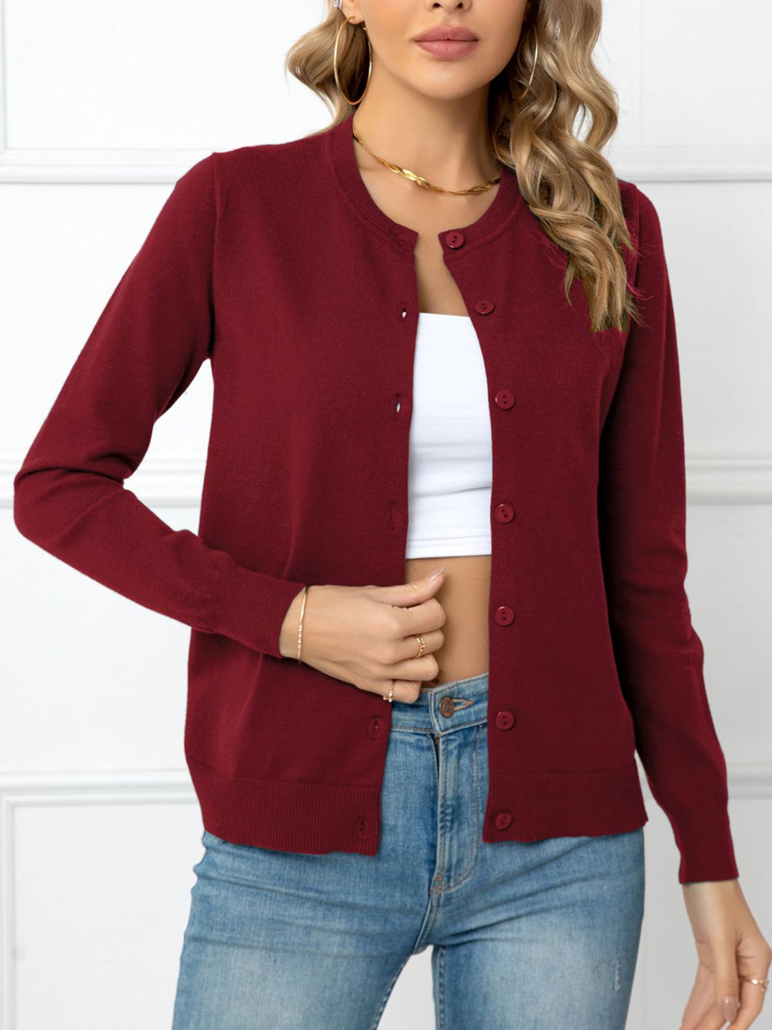 SavannahTree Button Down Round Neck Cardigan