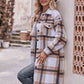 Full Size Plaid Dropped Shoulder Longline Jacket