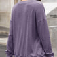 Quarter Button Dropped Shoulder Blouse