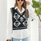 Zoe&Hannah Skull Contrast V-Neck Sweater Vest