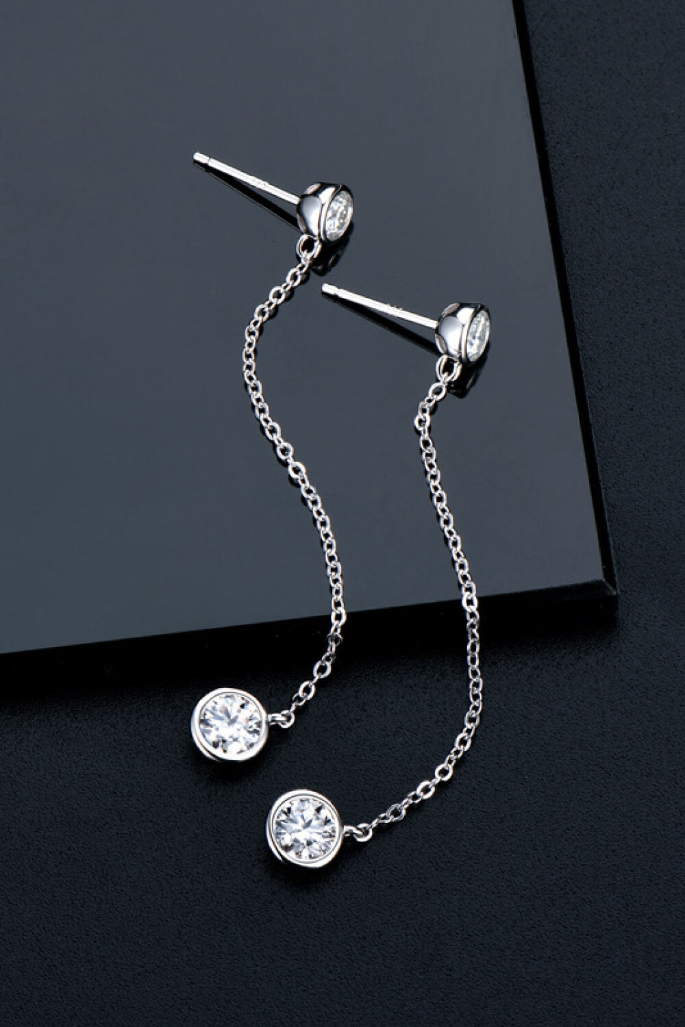 Moissanite Chain Earrings in Gold or Silver