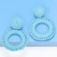 Round Shape Raffia Grass Dangle Earrings