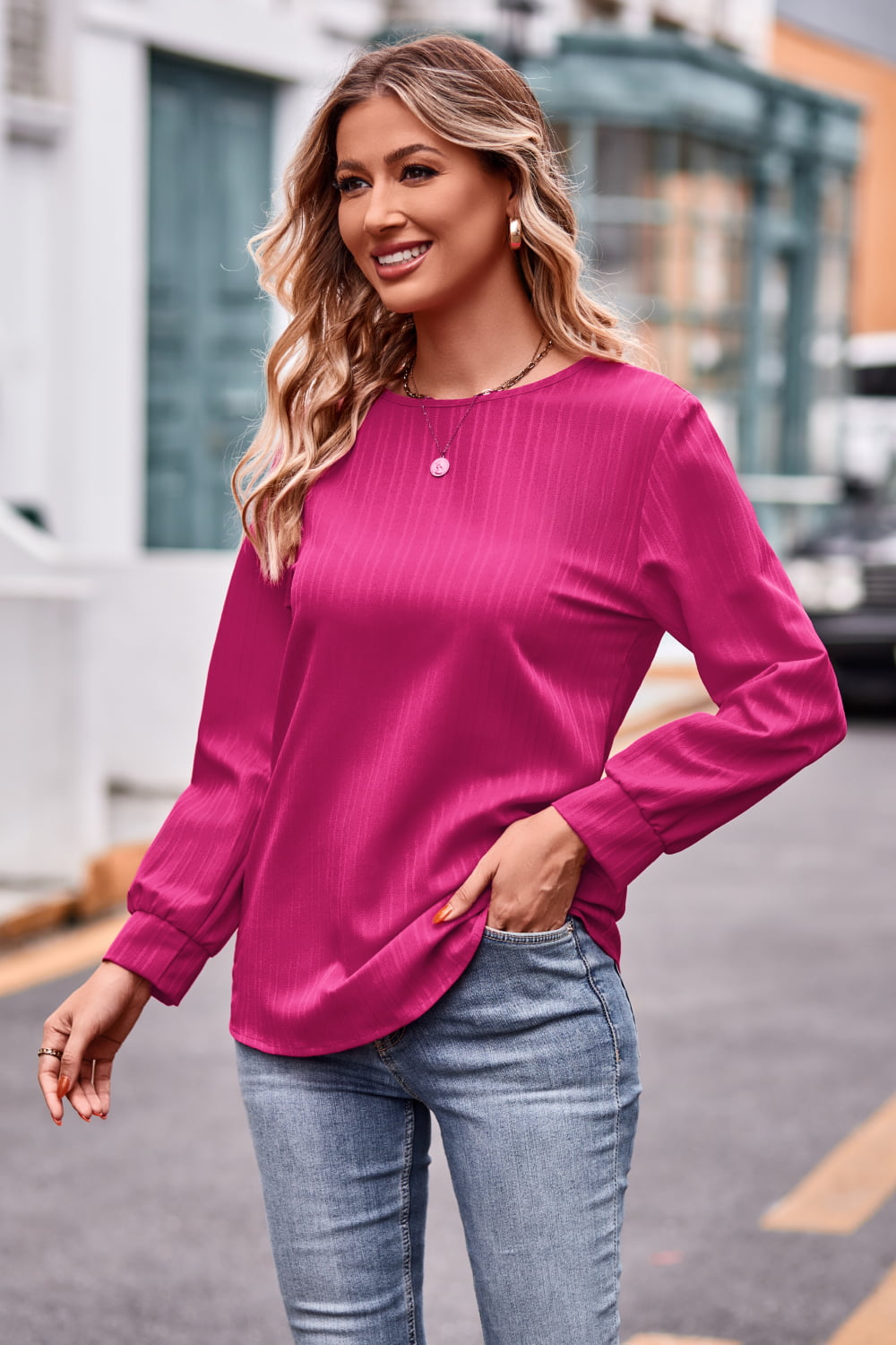 Full Size Round Neck Long Sleeve Tee