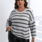 Plus Size Striped Dropped Shoulder Sweater