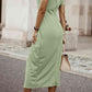 Off-Shoulder Short Sleeve Split Dress