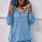 V-Neck Drop Shoulder Long Sleeve Hoodie