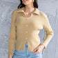 Ribbed Long Sleeve Slit Distressed Sweater