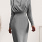 Ruched Turtleneck Long Sleeve Dress