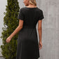 Tied Notched Short Sleeve Dress