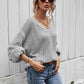 V-Neck Dropped Shoulder Sweater
