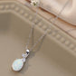 Women's Opal Oval Pendant Chain Necklace