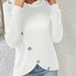 Decorative Button Turtleneck Long Sleeve T-Shirt