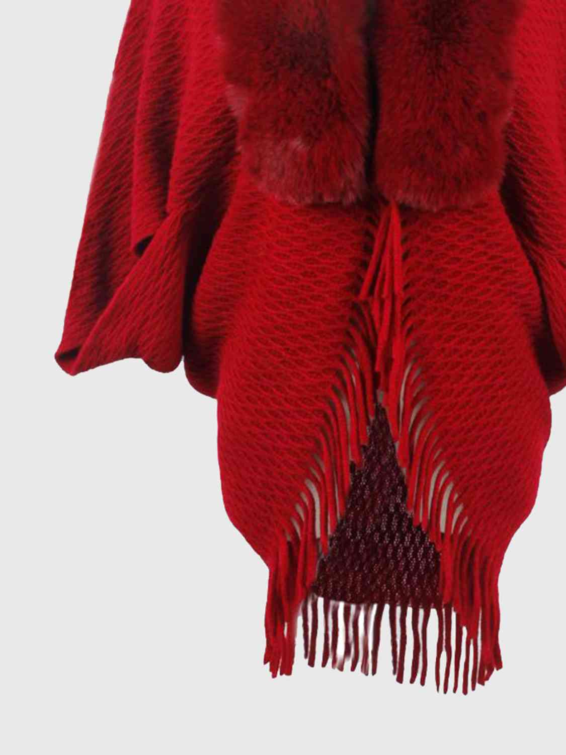 Woman Defined One Size Open Front Fringe Hem Poncho