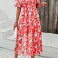 Larissa Bea Smocked Printed V-Neck Short Sleeve Dress