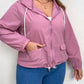Plus Size Zip-Up Drawstring Hooded Jacket with Pockets