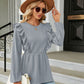Round Neck Ruffled Peplum Blouse