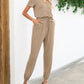 Short Sleeve V-Neck Jumpsuit with Pockets