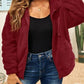 Drawstring Zip Up Hooded Plush Jacket