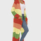 Color Block Long Sleeve Pocketed Cardigan