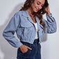 Collared Neck Dropped Shoulder Buttoned Jacket