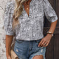 Printed Notched Half Sleeve Blouse