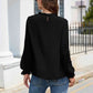 Smocked Mock Neck Swiss Dot Top