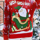 HO HO HO Santa Christmas Themed Round Neck Long Sleeve Sweater