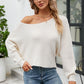 Women's Boat Neck Horizontal Ribbing Dolman Sleeve Sweater