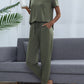 Full Size Round Neck Short Sleeve Top and Pants Set