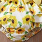 LITTLE GIRLS Yellow Two-Tone Sunflower Ribbed Bodysuit Dress with Headband SZ 0M-18M