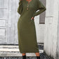 IdeationJovial Notched Neck Dropped Shoulder Button-Down Midi Dress