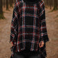 Turtleneck Plaid Raw Hem Sweater